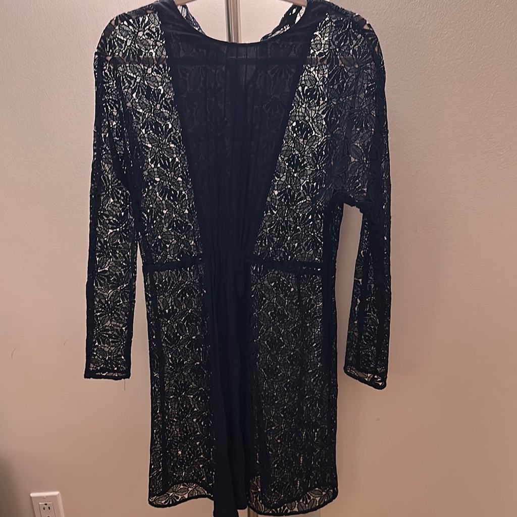 Maje Navy Lace Long Sleeve Top